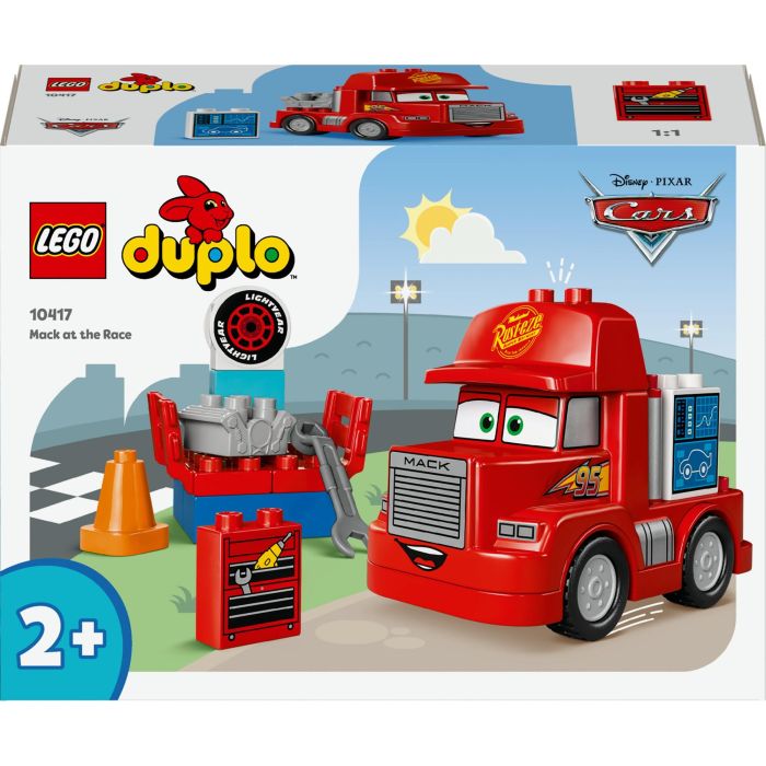 LEGO 10417 Duplo Disney Pixar Cars Mack El Transportista y Rayo McQueen Set de Construcción Parada en Boxes Juguete +2 años