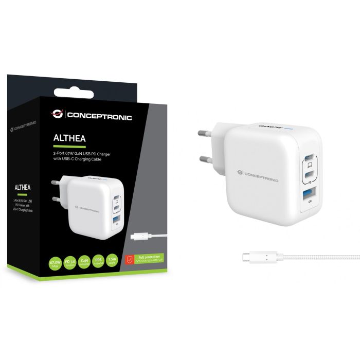 Conceptronic Cargador Pared Althea17W 67W Blanco Carga Simultánea hasta 3 Dispositivos 2 Conceptronic Cargador Pared Althea17W 67W Blanco Carga Simultánea hasta 3 Dispositivos 2