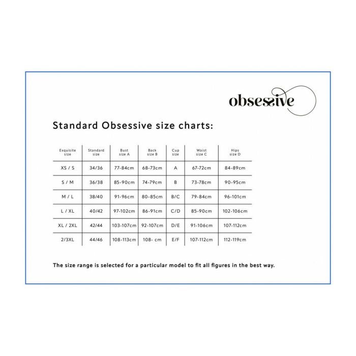 Conjunto de Lencería con Encaje Obsessive Maidme (5 pcs) Negro 5 Piezas 5