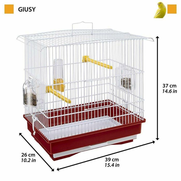 Jaula para Pájaros Ferplast Giusy Rojo Blanco 1 Jaula para Pájaros Ferplast Giusy Rojo Blanco 1