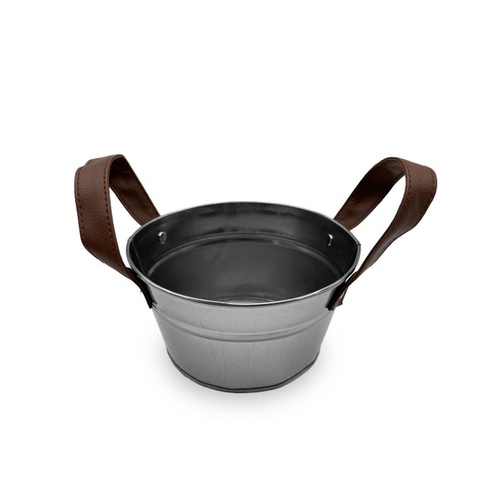 Cubo de Metal con Asas de Piel Gris 15 cm - My Bar por Inde (24 Unidades) 1 Cubo de Metal con Asas de Piel Gris 15 cm - My Bar por Inde (24 Unidades) 1