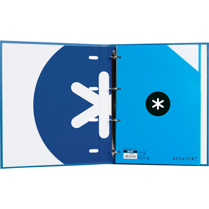 Antartik Carpeta con Recambio A4 Cuadro 5mm Forrada 4 Anillas 25mm Redondas Color Azul Marino 100 Hojas 100g 4
