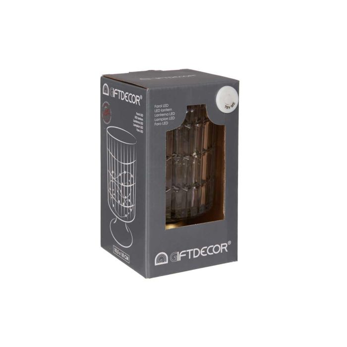 Giftdecor Farol LED Pie Metal Transparente Oro 10.7x18x10.7cm (Set de 6) 2