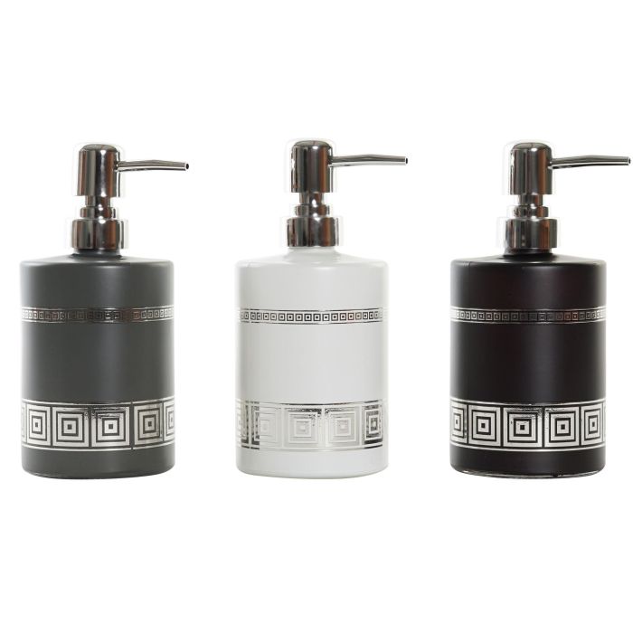 DKD Home Decor Dosificador Chic de Cristal y ABS 450ml para Jabón Líquido, 8 x 17 x 10 cm - Surtido (Negro, Blanco, Verde) - Pack 12 Unidades