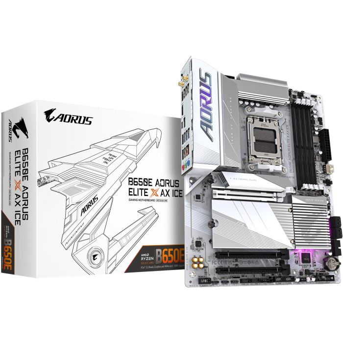 Gigabyte B650E AORUS ELITE X ICE Placa Base AM5 DDR5 Wi-Fi 6E PCIe 5.0 LAN 2.5 GbE 0 Gigabyte B650E AORUS ELITE X ICE Placa Base AM5 DDR5 Wi-Fi 6E PCIe 5.0 LAN 2.5 GbE 0