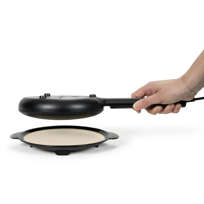 Livoo Crepera Eléctrica DOP258CO 20 cm, 600 W, Mango Resistente al Calor, Negro, Colaboración Marmiton