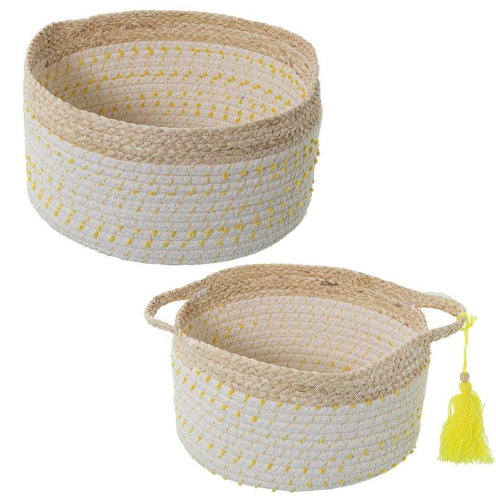 Juego de Cestos Alexandra House Living Blanco Fibra natural 25 x 14 x 25 cm 30 x 16 x 30 cm 2 Piezas