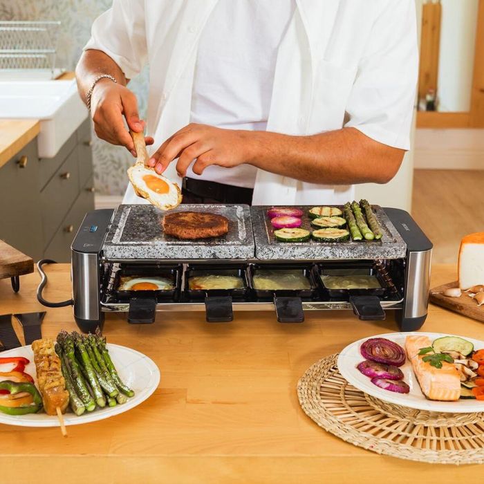 Cecotec Raclette Cheese&Grill 16000 Inox Allstone 1400W Placa Piedra 8 Pers. Negra 6