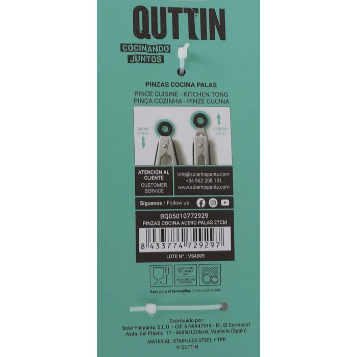 Pinzas de cocina de acero Quttin 27 cm (18 Unidades) 8 Pinzas de cocina de acero Quttin 27 cm (18 Unidades) 8