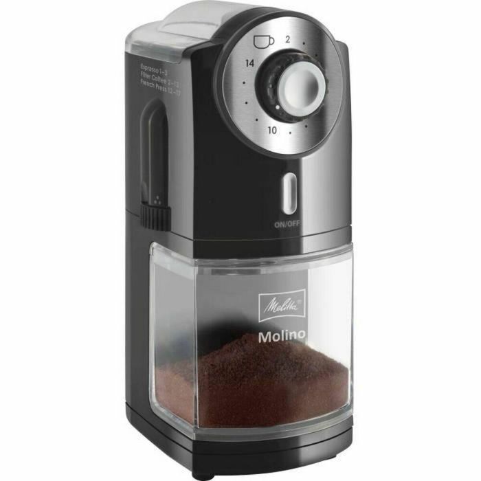 Melitta 1019-02 Molinillo de Café Eléctrico Negro con 200g Capacidad, 17 Niveles de Molienda y Temporizador para 2-14 Tazas Melitta 1019-02 Molinillo de Café Eléctrico Negro con 200g Capacidad, 17 Niveles de Molienda y Temporizador para 2-14 Tazas