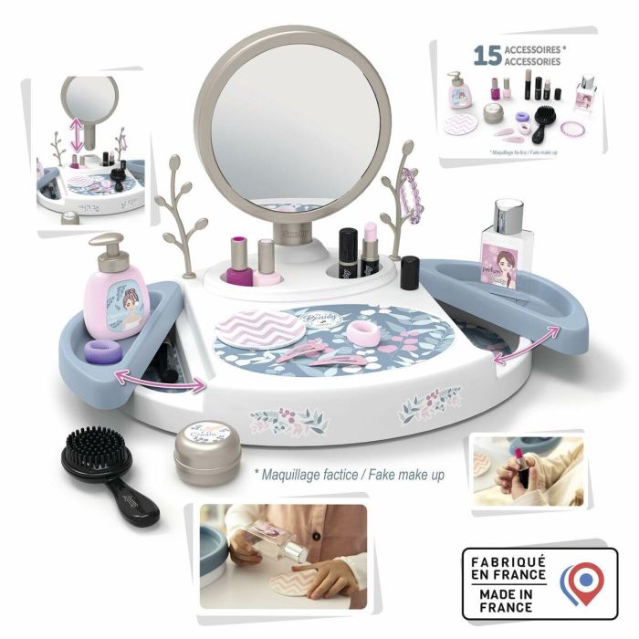 Smoby SMO3032163202523 Tocador My Beauty Studio con espejo basculante y extraíble, 15 accesorios para chupetes, Hecho en Francia 6