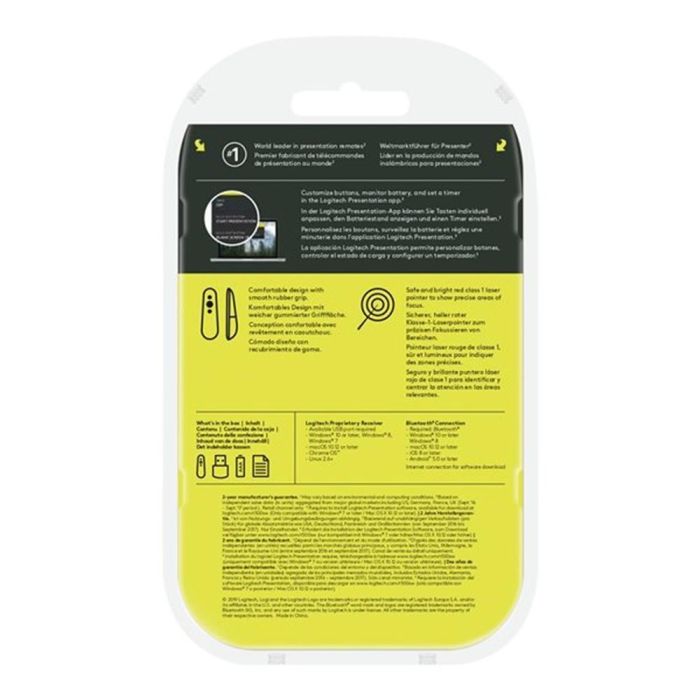 Logitech R500 Mando Presentaciones Láser Inalámbrico Plug & Play para Diapositivas - Alcance 20m, Compatible Software 5