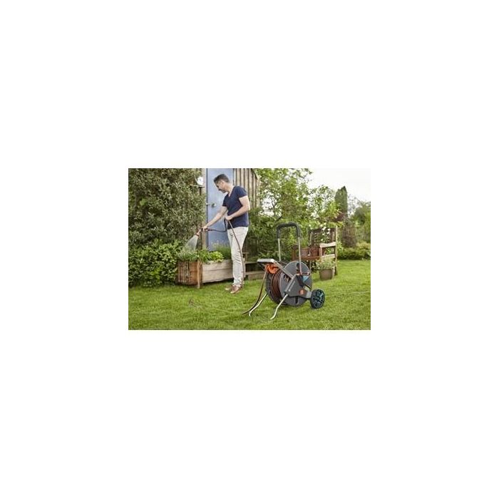 Gardena Aquaroll L Enrollador de manguera con ruedas, mango telescópico y conexión antigoteo, resistente a heladas 2 Gardena Aquaroll L Enrollador de manguera con ruedas, mango telescópico y conexión antigoteo, resistente a heladas 2