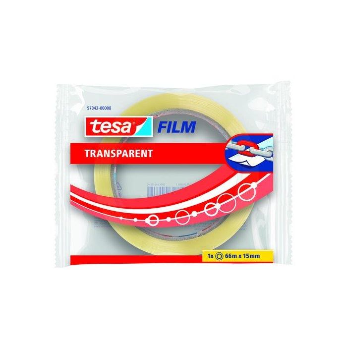 Tesa Cinta Adhesiva Transparente 15 mm x 66 m