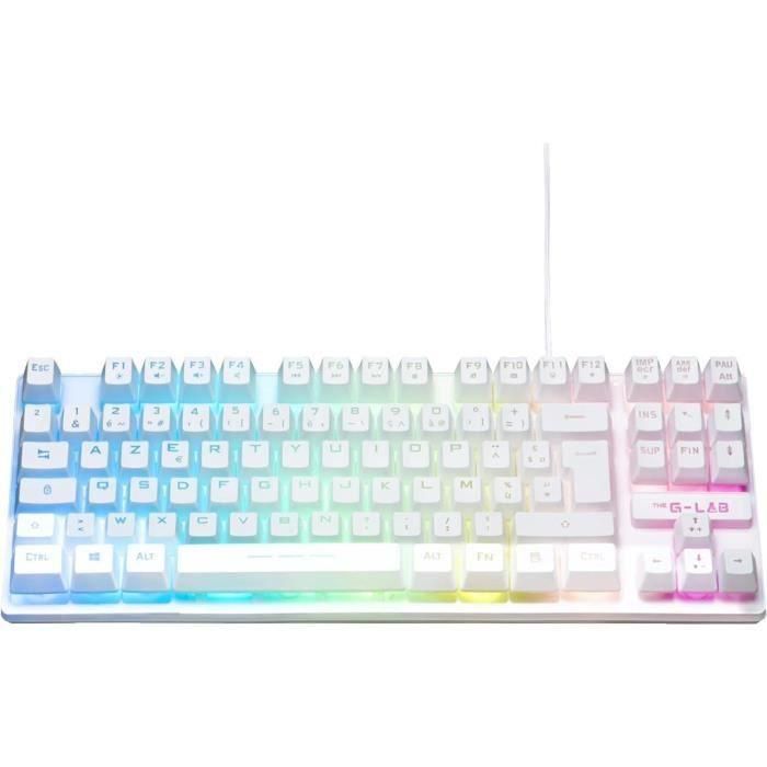 Teclado Gaming - Membrana RGB TKL - THE G-LAB - KEYZ-CAESIUMT-W/FR - Diseño FR - 12 atajos - 100% personalizable - Blanco