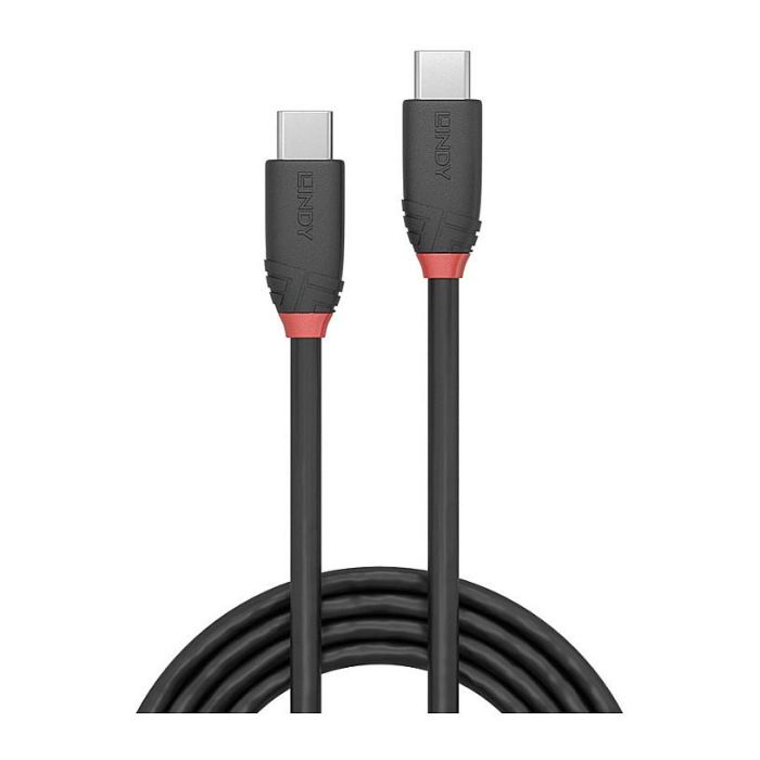 LINDY 36905 Cable USB 3.1 Tipo C a C 3A Macho/Macho, Negro, 0.5m