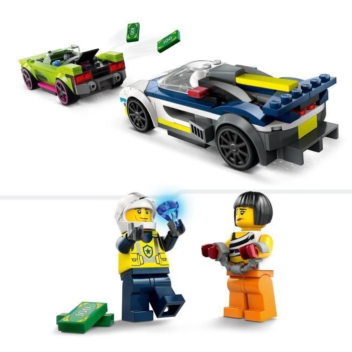 LEGO 60415 City La Persecución entre el Coche de Policía y el Supercoche, Juguete de Construcción con Minifiguras, Regalo para Niños 3