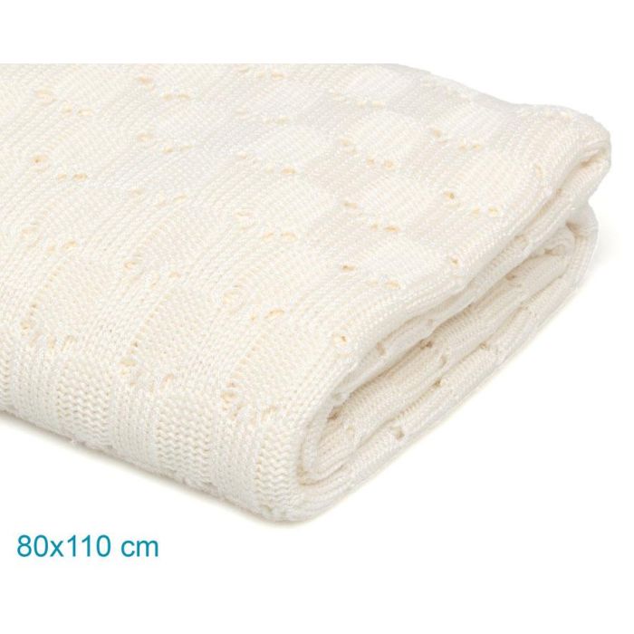 KioKids - Manta de Bebé de Bambú 100% Natural, Térmica y Suave, Certificado Oeko-Tex, Ecológica, Tamaño 80x110 cm, Ideal para Recién Nacido (+0 Meses), Color Blanco Crudo