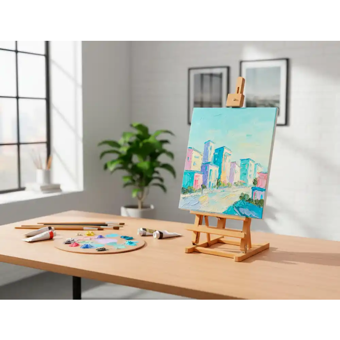 Liderpapel Caballete de Pintor de Sobremesa Madera de Pino Barnizado 80x27.5x30 cm Certificado FSC 4