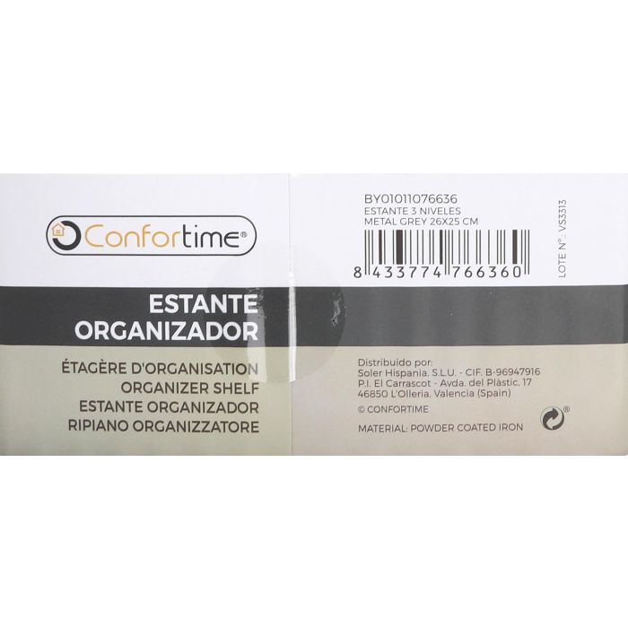 Estante 3 niveles metal gris 26x25 cm - Confortime (12 Unidades) 4 Estante 3 niveles metal gris 26x25 cm - Confortime (12 Unidades) 4