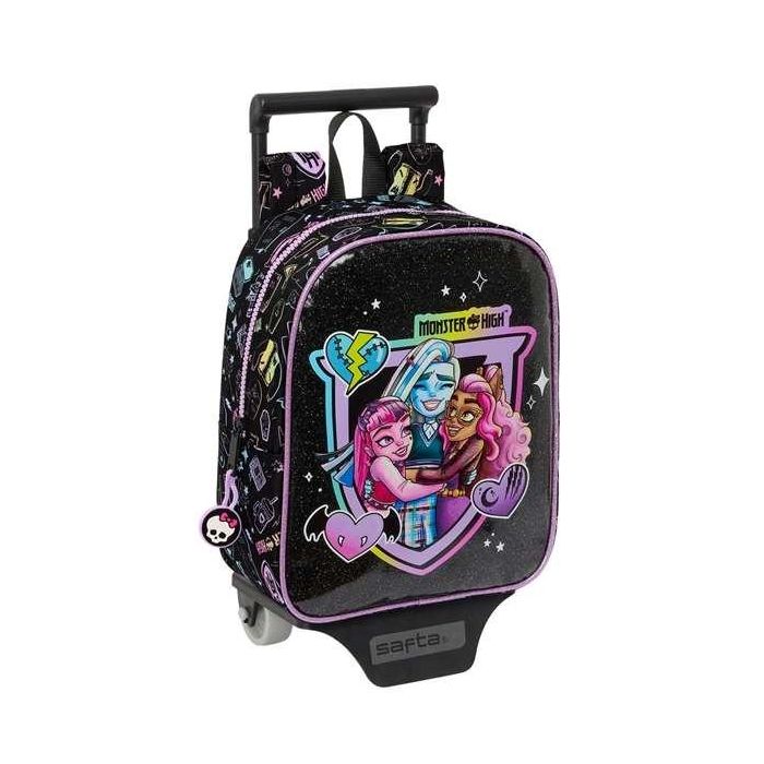 Mochila Escolar con Ruedas Monster High Negro 22 x 27 x 10 cm