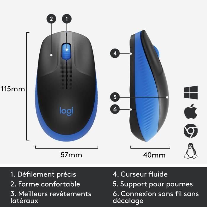 Ratón Inalámbrico Logitech M190/ Hasta 1000 DPI/ Azul 4