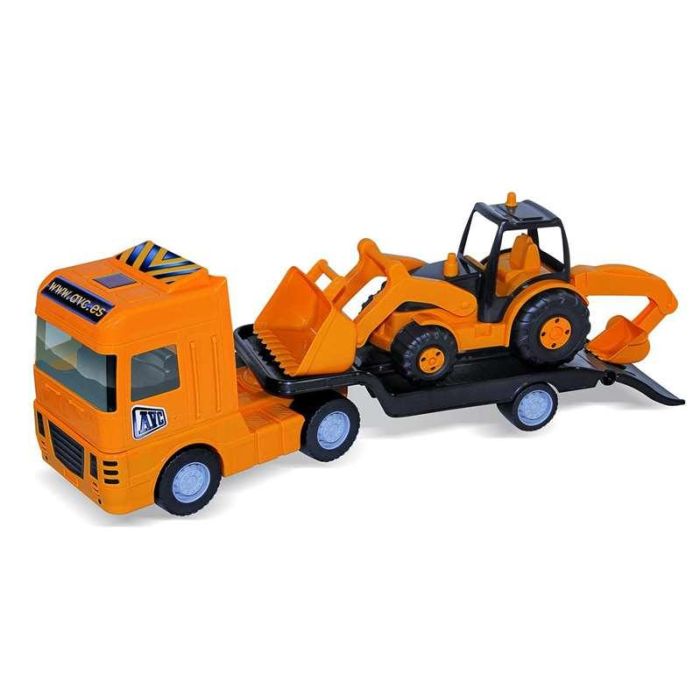 Trailer maxi con plataforma y tractor. 59 cm largo. 2 Trailer maxi con plataforma y tractor. 59 cm largo. 2