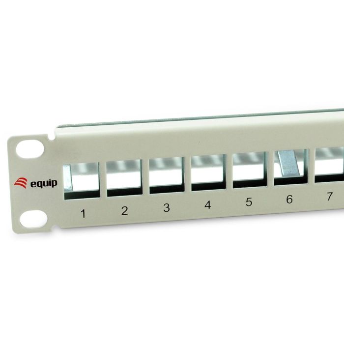 EQUIP 769330 Patch Panel 12 Puertos Cat6A 10" FTP Keystone Montaje en Rack Gris Metal 1U RoHS 2
