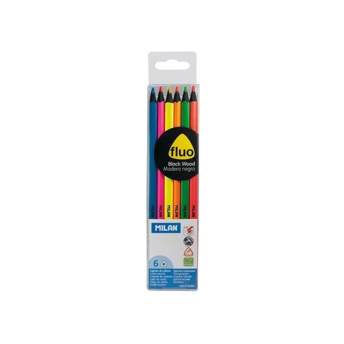 Milan Lápices De Colores Fluo Triangulares C-Surtidos Estuche 6 Ud Milan Lápices De Colores Fluo Triangulares C-Surtidos Estuche 6 Ud