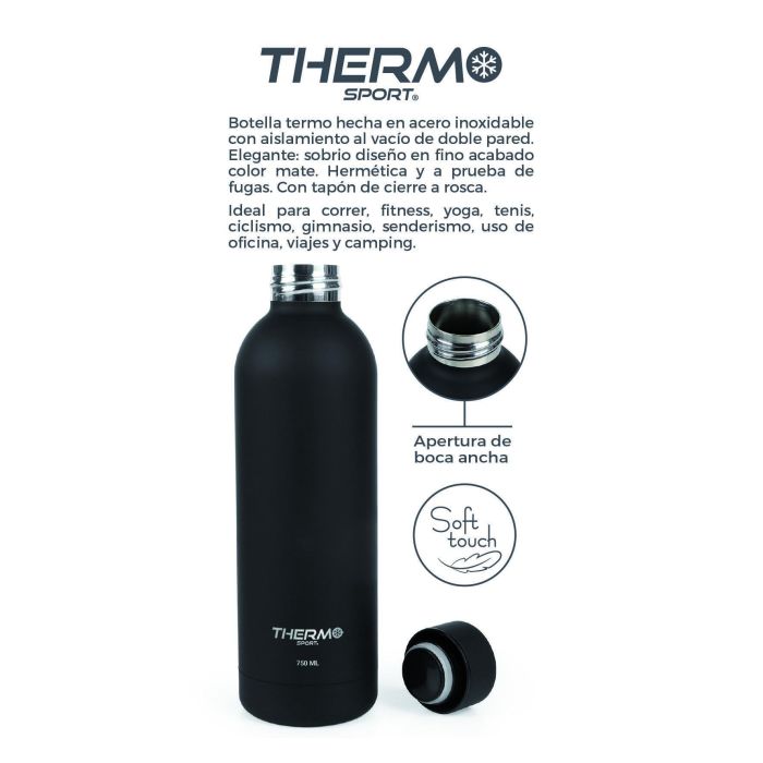 Botella Termo Soft Touch 750 ml Blac Thermosport (6 Unidades) 13 Botella Termo Soft Touch 750 ml Blac Thermosport (6 Unidades) 13