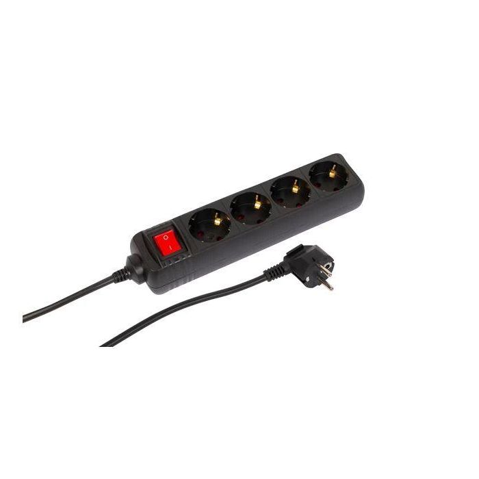 MicroConnect 4-way Schuko Socket on/off switch 3M Black MicroConnect 4-way Schuko Socket on/off switch 3M Black