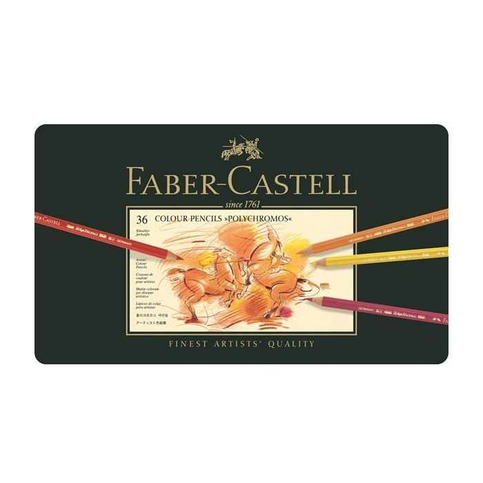 Faber-Castell 110036 Estuche de Metal Polychromos con 36 Lápices de Colores Surtidos