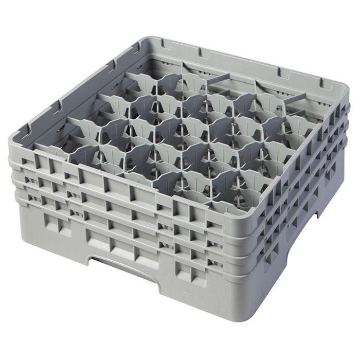 CAMBRO - 20S638-151 - Cesta de lavado 20 comp. 3 alturas - 9,84 cm Ø máx. - alt. máx. 17,6 cm - 50 x 50 x 22,5 cm - Gris claro