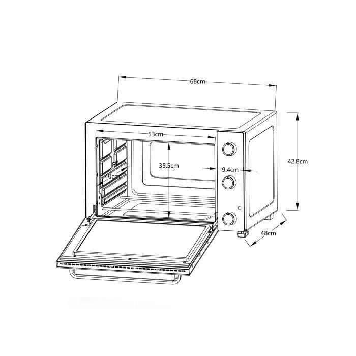 Continental Edison CEMF80B - Horno eléctrico Mini con ventilador - Negro - L68 x H42,8 x Pr 48 cm 4 Continental Edison CEMF80B - Horno eléctrico Mini con ventilador - Negro - L68 x H42,8 x Pr 48 cm 4
