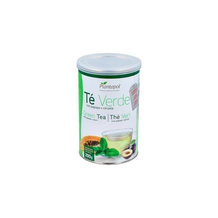 PLANTAPOL Té Verde con Papaya y Ciruela Instantáneo, Bote 200g - Ayuda en Dietas de Adelgazamiento