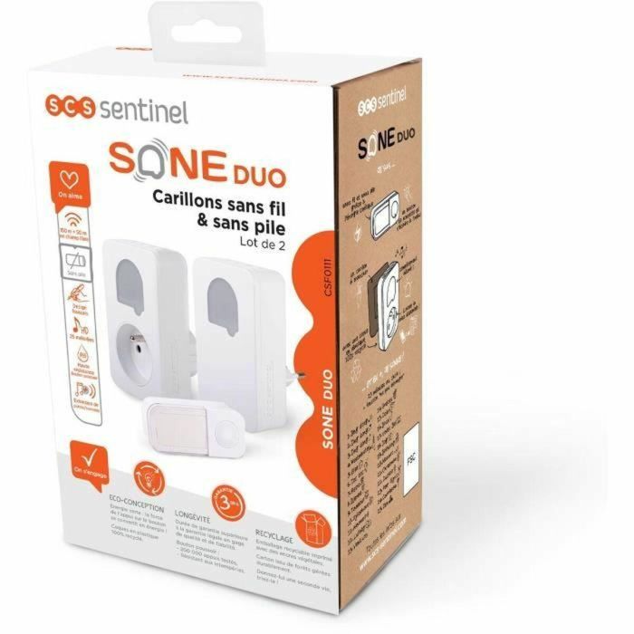 SCS Sentinel SCS3701085207137 Timbres Inalámbricos SONE DUO sin batería Autoalimentados Juego de 2 Alcance 150+50m 3 SCS Sentinel SCS3701085207137 Timbres Inalámbricos SONE DUO sin batería Autoalimentados Juego de 2 Alcance 150+50m 3