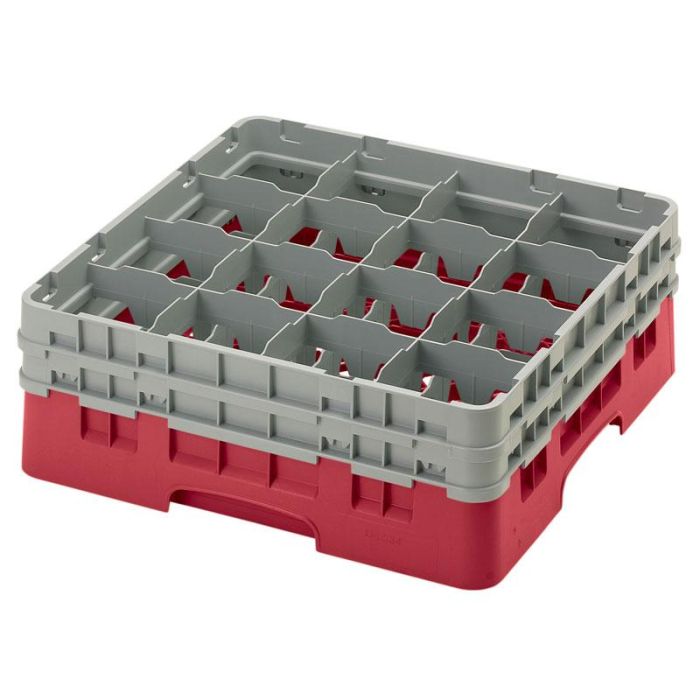 CAMBRO - 16S534-416 - Cesta de lavado 16 comp. 2 alturas - 10,9 cm Ø máx. - alt. máx. 14,9 cm - 50 x 50 x 18,4 cm - Arándano