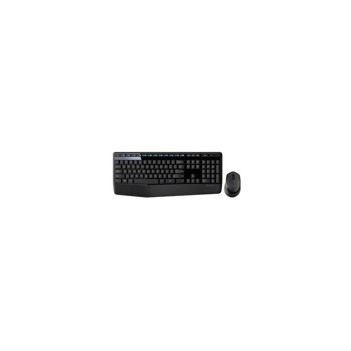 Logitech MK345 Combo Teclado y Ratón Inalámbrico Comfort QWERTY Español/Inglés Negro con Reposamuñecas y Pilas Incluidas