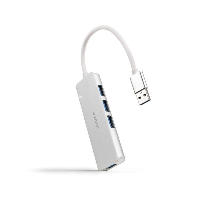 Nano Cable 10.16.4602 Hub USB 3.0 de 4 Puertos USB-A, Plata