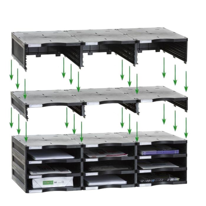 Archivo 2000 6533 NE Módulo Sostenible de Clasificación 9 Compartimentos 360x900x240 mm Color Negro 1