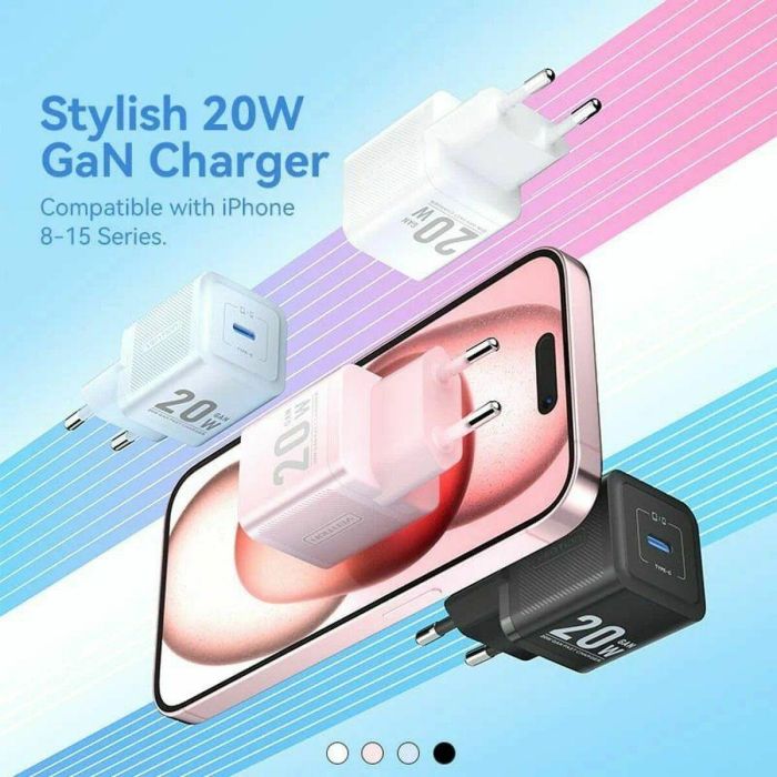 Vention FEPB0-EU Cargador de Pared GaN 20W USB-C de 1 Puerto Negro. Carga Rápida para Teléfonos y Tabletas con PPS/PD 3.0/QC 3.0. 2 Vention FEPB0-EU Cargador de Pared GaN 20W USB-C de 1 Puerto Negro. Carga Rápida para Teléfonos y Tabletas con PPS/PD 3.0/QC 3.0. 2