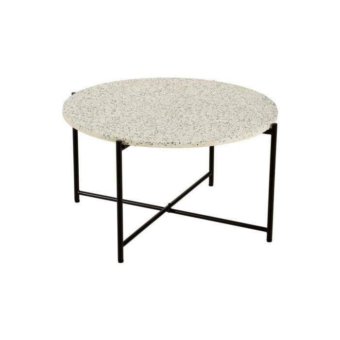 DKD Home Decor Mesa Centro Glam Desmontable de Hierro y Piedra Terrazo Negro Blanco 80x80x45 cm