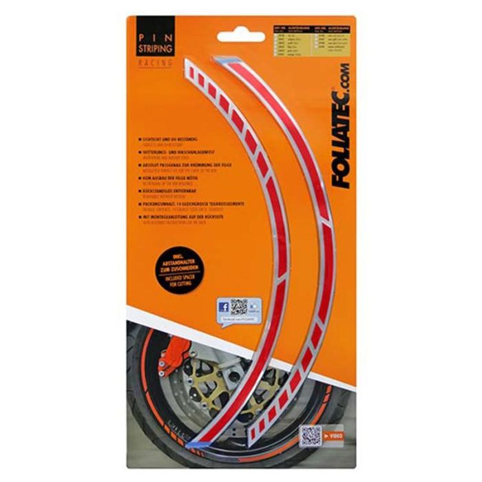 Foliatec FO34440 Pin Striping Racing Rojo 14 Bandas 7mm x 41cm, Autoadhesivo, Resistente UV e Intemperie, con Espaciador para Llantas Foliatec FO34440 Pin Striping Racing Rojo 14 Bandas 7mm x 41cm, Autoadhesivo, Resistente UV e Intemperie, con Espaciador para Llantas