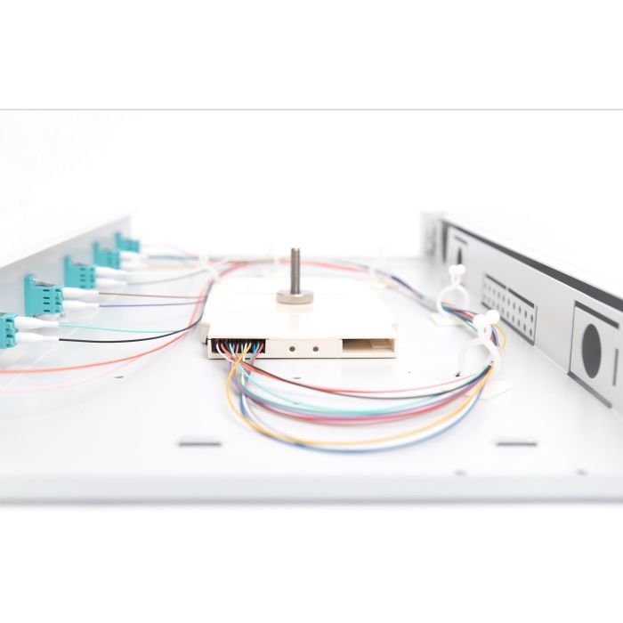 DIGITUS LWL Spleißbox 1HE bestückt 6x LC DX OM3 grau 2