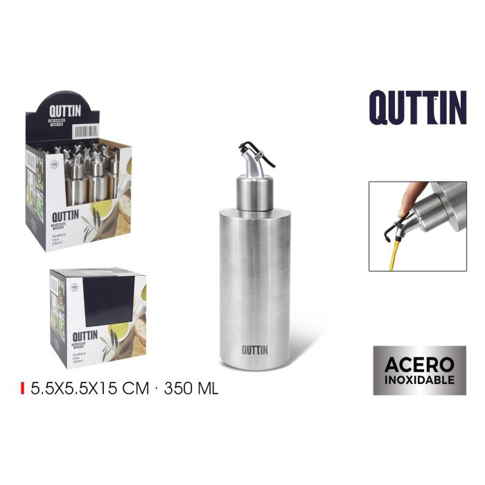 Aceitera de acero inoxidable 350 ml con tapón Quttin (12 Unidades) Aceitera de acero inoxidable 350 ml con tapón Quttin (12 Unidades)