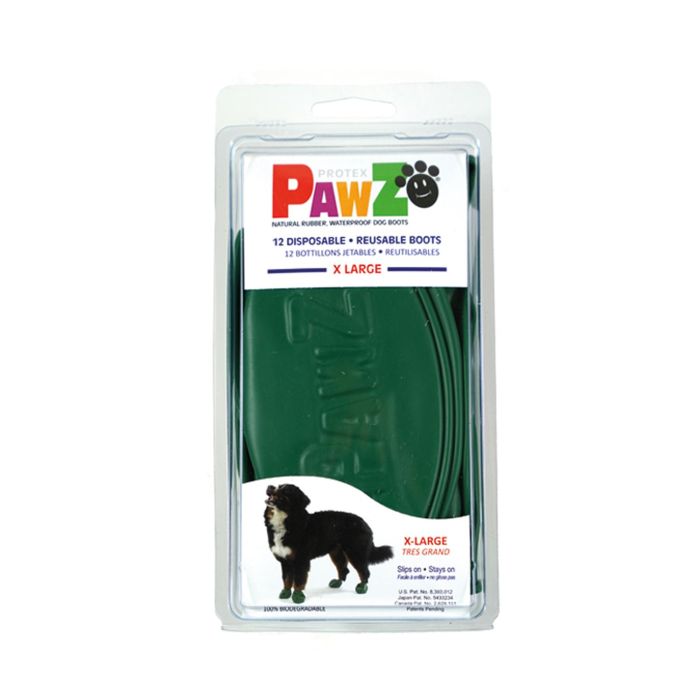Pawz Botas para Perro Verdes XL - Pack de 12 Unidades de Goma Natural Biodegradable para Nieve, Hielo y Suelo Caliente 2