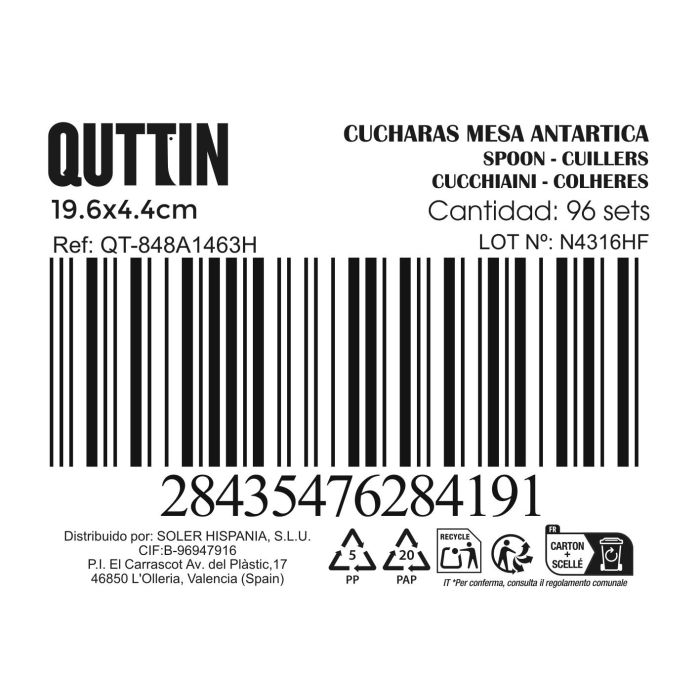 Set de 3 Cucharas de Mesa Antartica 2mm - Inde (12 Cajas) 2 Set de 3 Cucharas de Mesa Antartica 2mm - Inde (12 Cajas) 2
