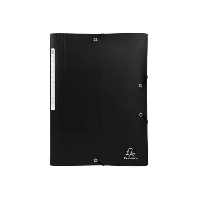 Carpeta De Gomas Y Solapas Exacompta Pp Opaco A4 Con Etiqueta Negro