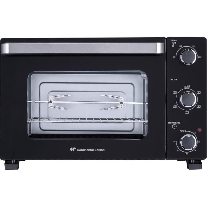 CONTINENTAL EDISON CEMF46B3 - Mini horno eléctrico 46L negro - 1800W - Asador, Circulación natural