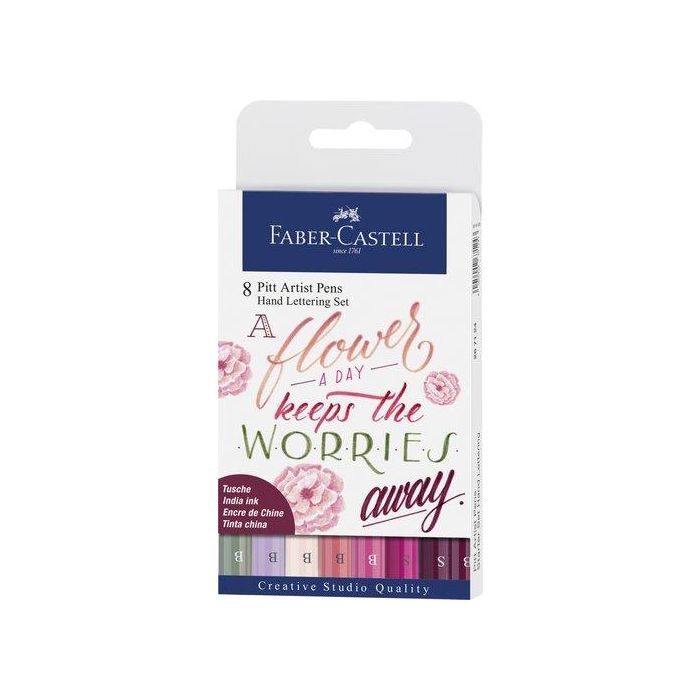 Rotulador Fibra Faber-Castell Pitt Hand Lettering Tonos Rojos Bolsa De 8